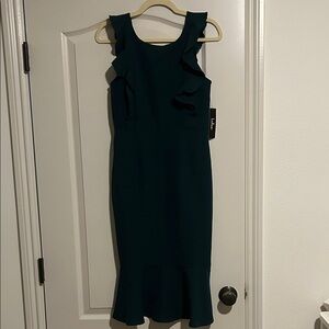 Lulu's Dark Teal Ruffle Midi Dress